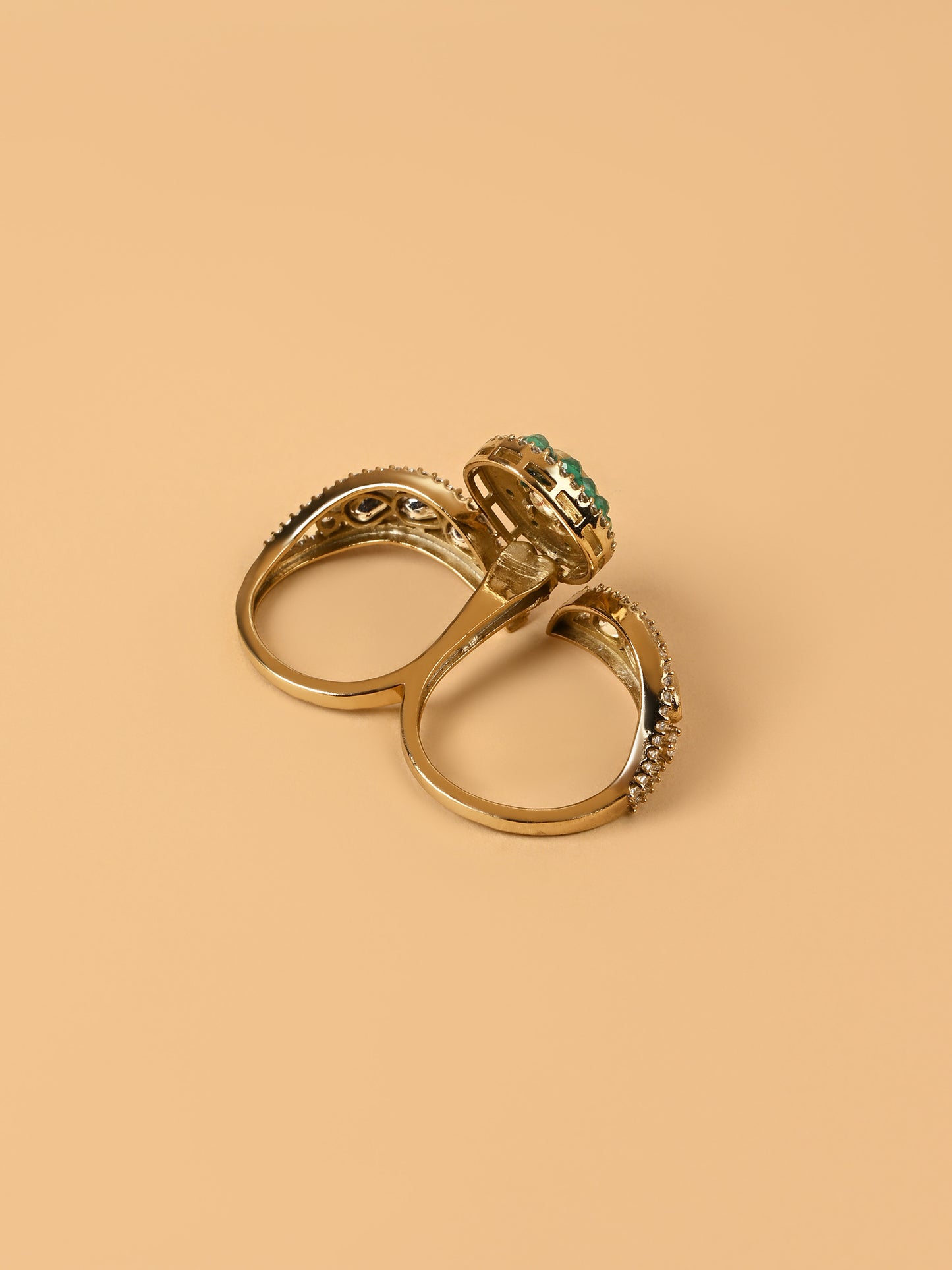 Hariyali Kundan Dual Ring
