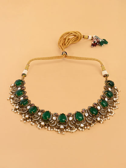 Rajsi Emerald Kundan Set