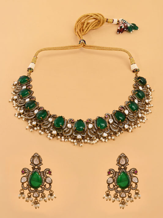 Rajsi Emerald Kundan Set