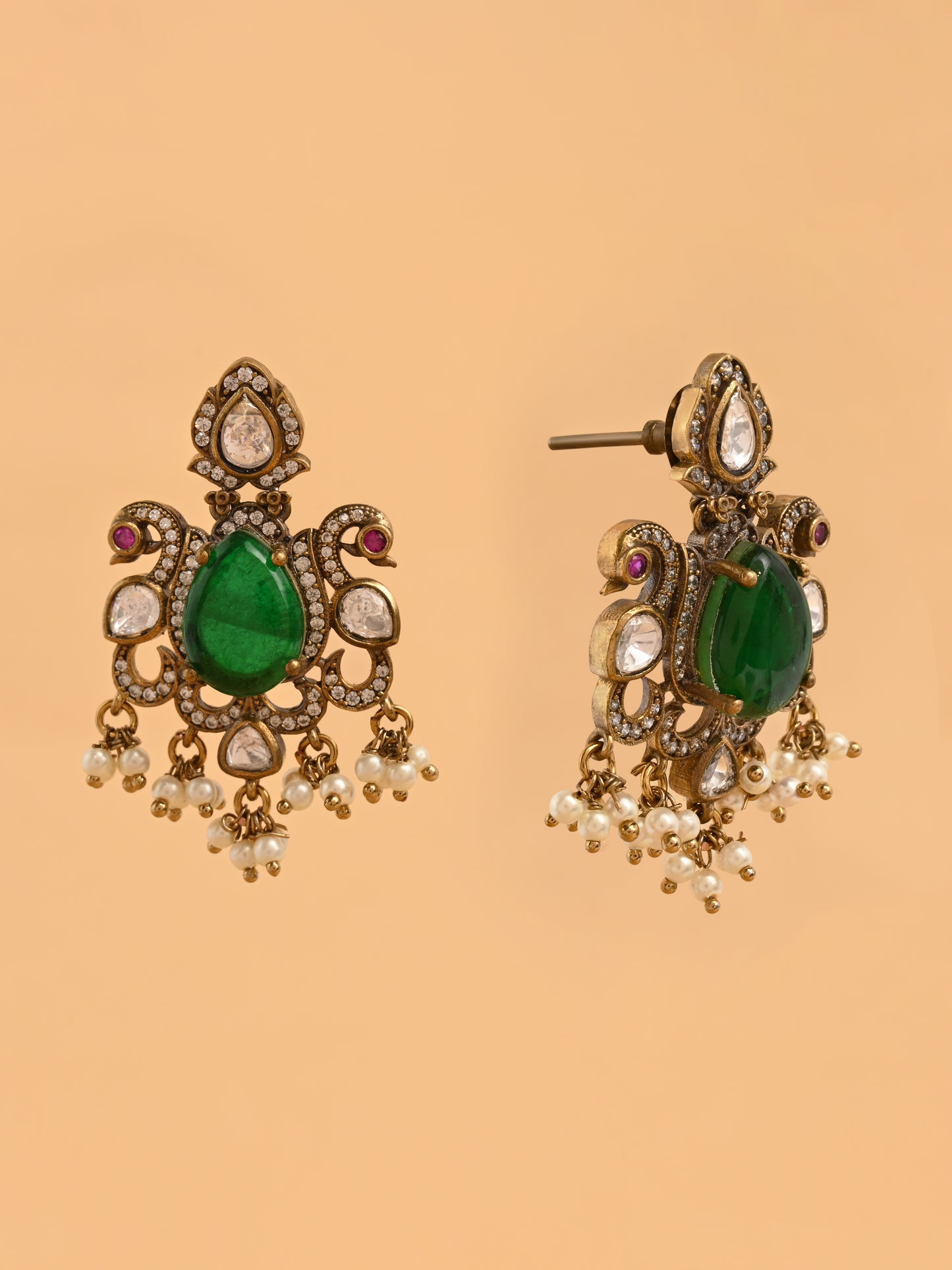 Rajsi Emerald Kundan Set